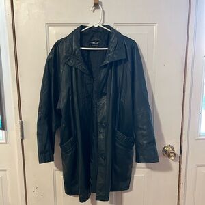 Vintage deep green genuine leather jacket